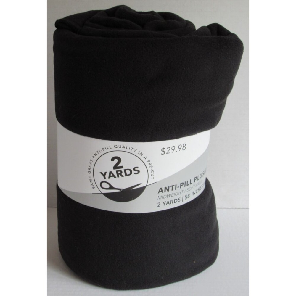 JoAnns 2 Yards Pre Cut Anti Pill Blizzard Fleece Solid Plush Midweight Black NWT